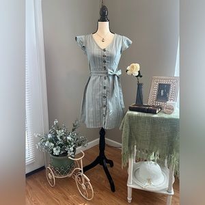 Sage Green Linen Summer Dress - Japna (NEW)